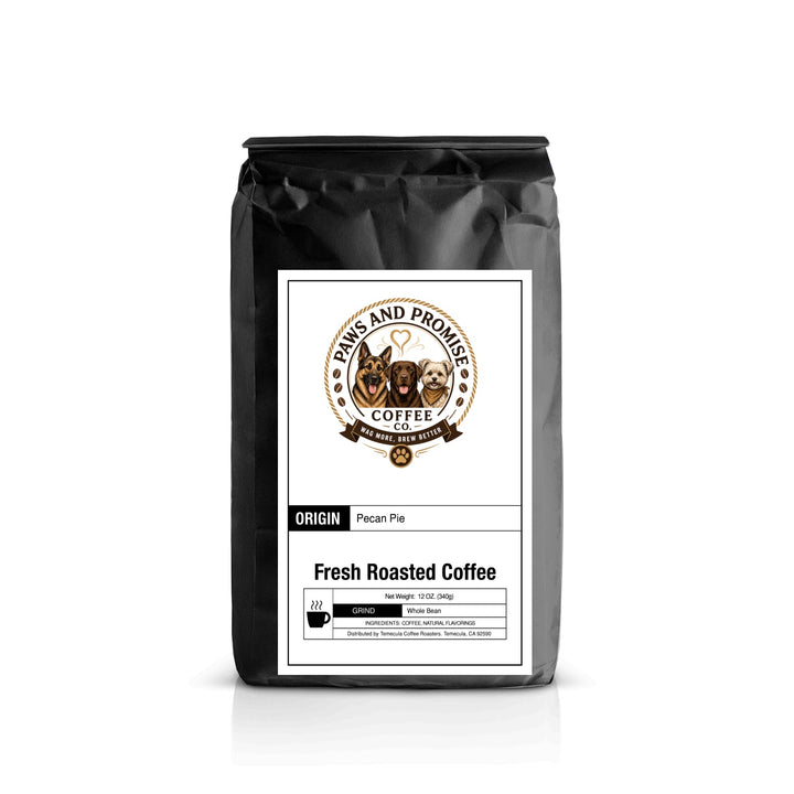 Paws & Promise Pecan Pie Flavored Coffee 12 oz bag, medium roast, whole bean or ground